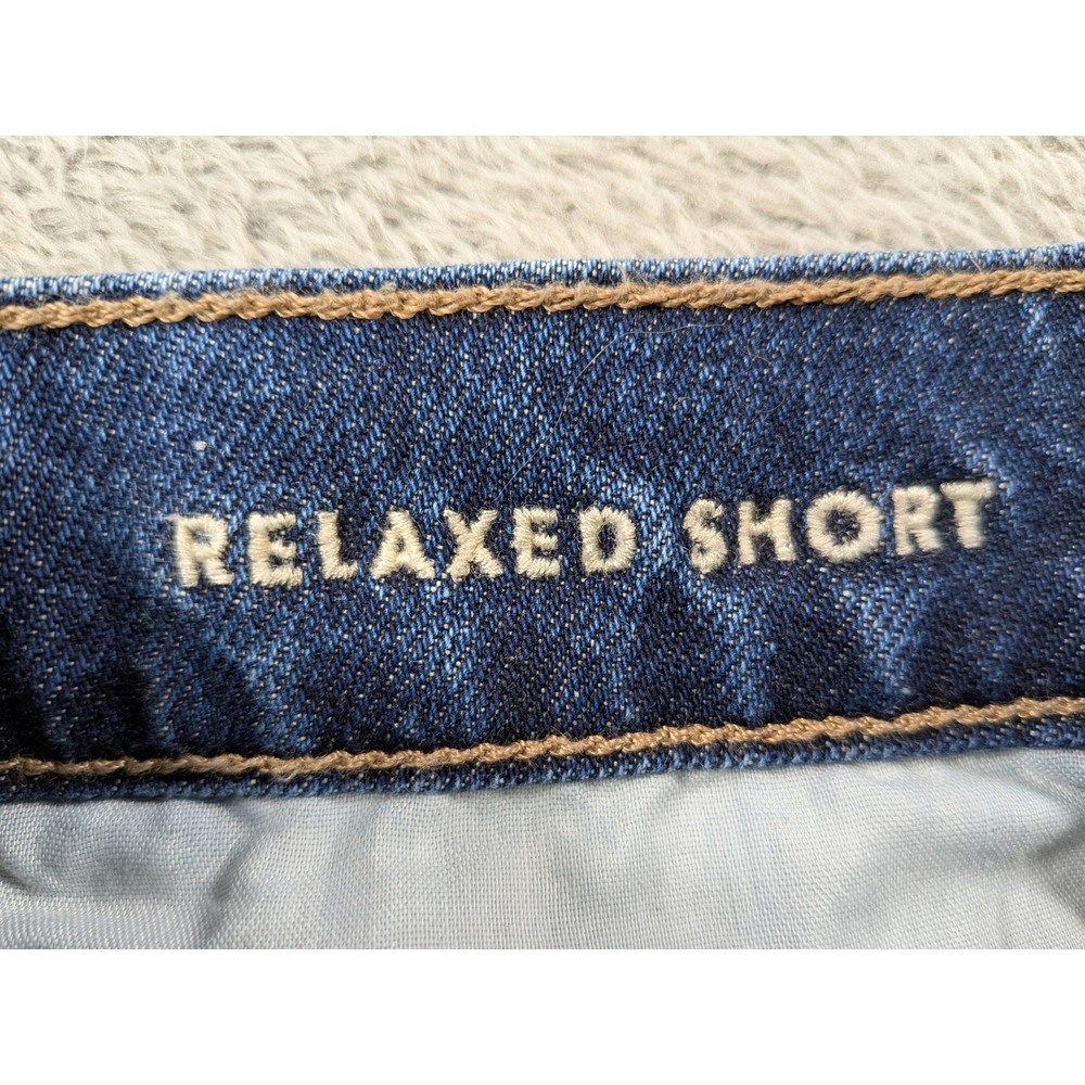 American Eagle Relaxed Denim Shorts Dark Wash Frayed Hem Strigid Womens Size 4 - Picture 5 of 12